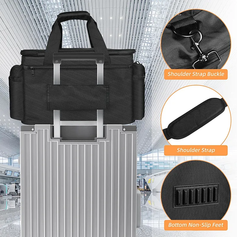 HOMFU DJ bag for equipment DJ cable file bag gig gear bag with Removable Divider DJ Cable organizer Case Travel gear bag for musicians cables accessions equipment